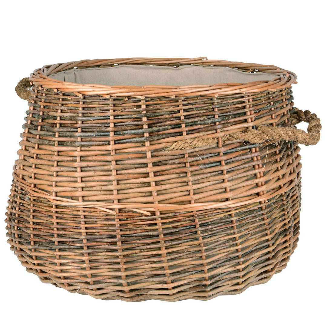 Holzkorb aus Weide Feuerholzkorb für Kaminholz, Wäschekorb oder Dekoration Durchmesser 50cm
