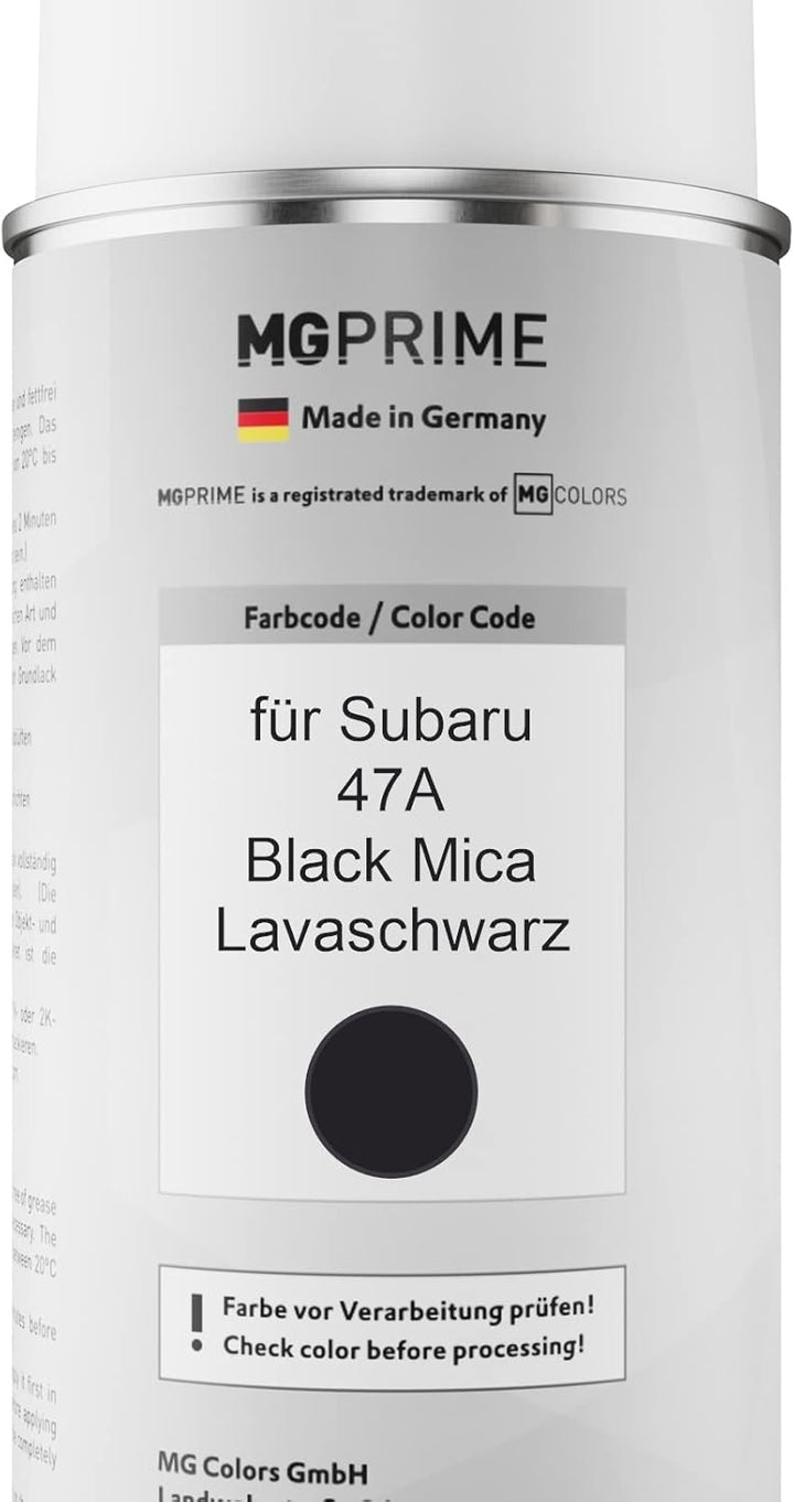 MG PRIME Autolack 2K Spraydosen Set für Subaru 47A Black Mica/Lavaschwarz Basislack 2 Komponenten Kl