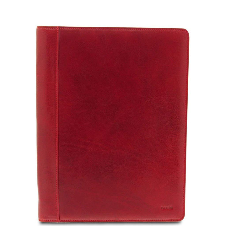 GIUDI ® - Leder-Unterarmtasche aus echtem Rindsleder, Made in Italy, Notizblock, Stiftehalter, rot (