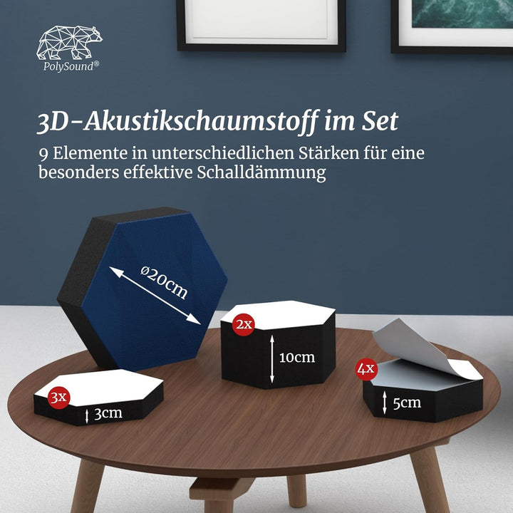 PolySound® ECO Akustikpaneele selbstklebend - Oceanic Oasis - Extra Schalldämmung durch αw 0,9 – wie