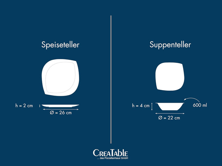 CreaTable, 18531, Serie Melbourne, Geschirrset, Tafelservice 12 teilig, Tafelservice 12 teilig