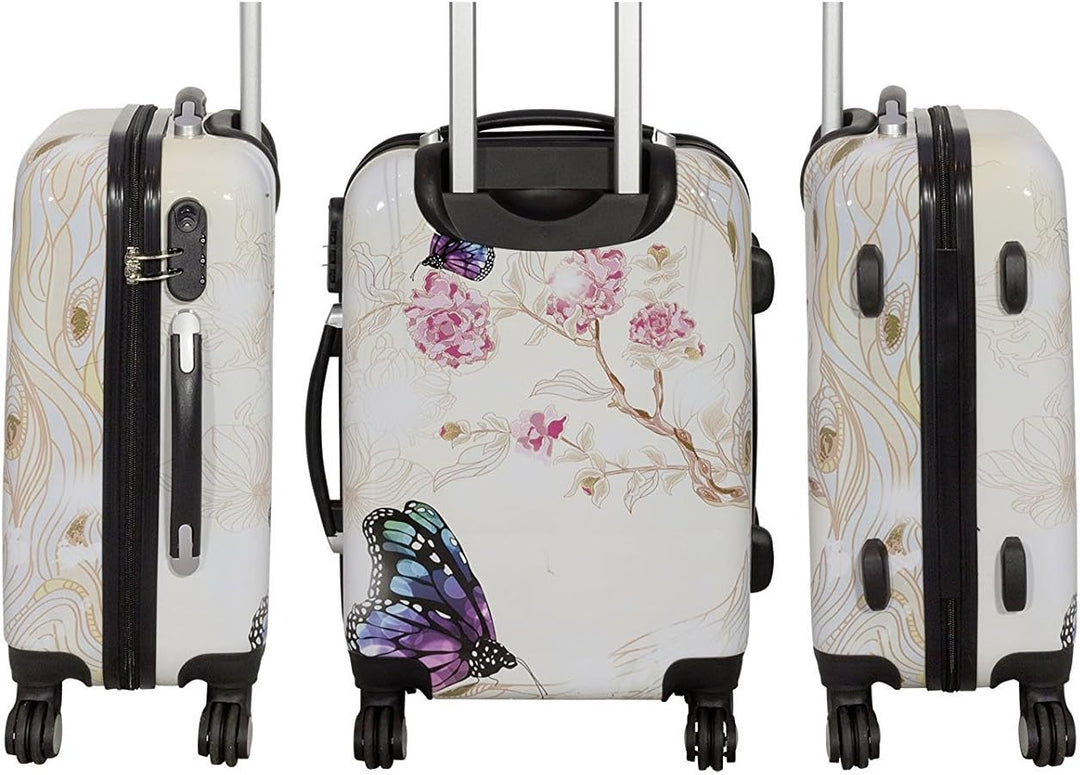 Bowatex Schmetterling Reisekoffer Creme Mittlerer 80Li Motiv Rollen Koffer 67 cm