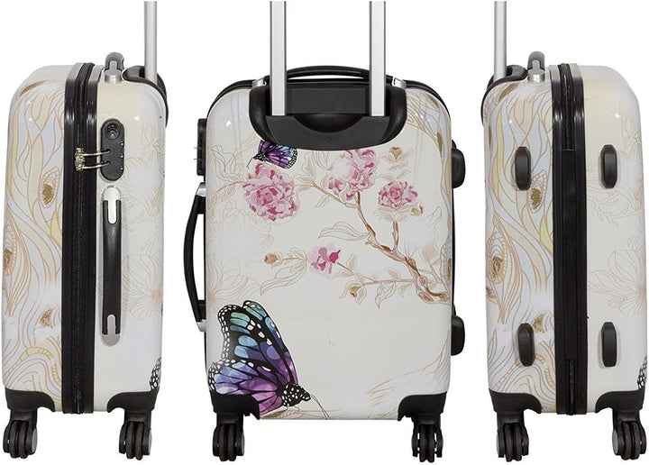 Bowatex Schmetterling Reisekoffer Creme Mittlerer 80Li Motiv Rollen Koffer 67 cm