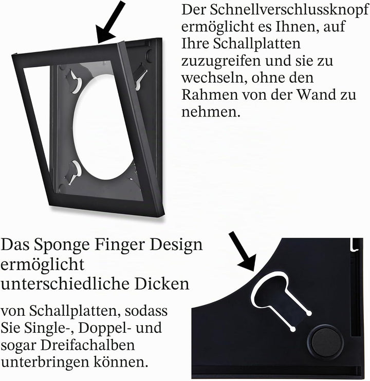 Show & Listen, Schallplattenrahmen, Frame für Vinyl und LP Cover, schwarz Schwarz single, Schwarz si