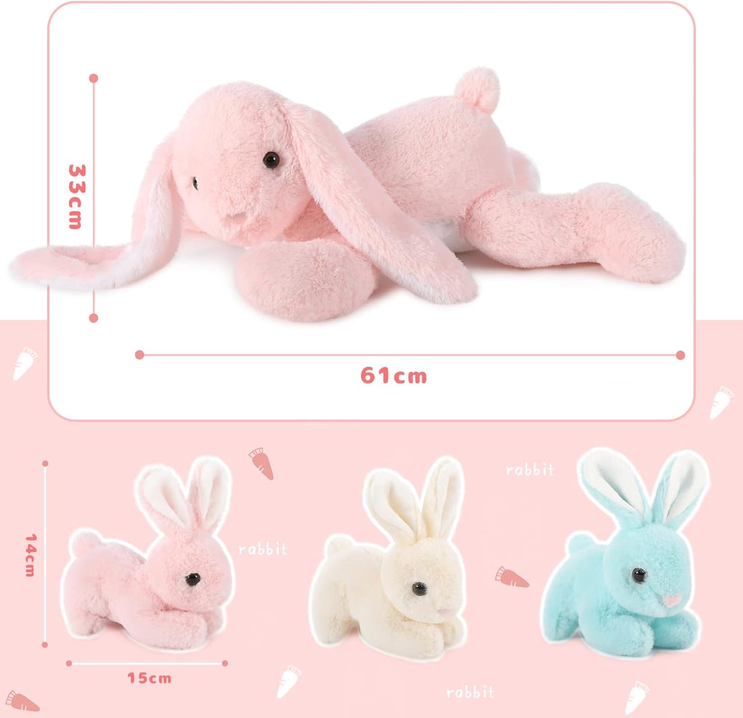 MorisMos gross Osterhase Kuscheltier XXL mit Baby im Bauch, 60cm lang Pink Hase plüschtier stofftier