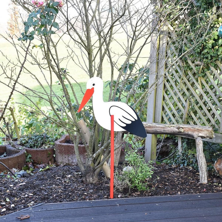 Geschenkestadl Storch mit Stab 100cm Holz Klapperstorch wetterfest Geburtsgeschenk Baby