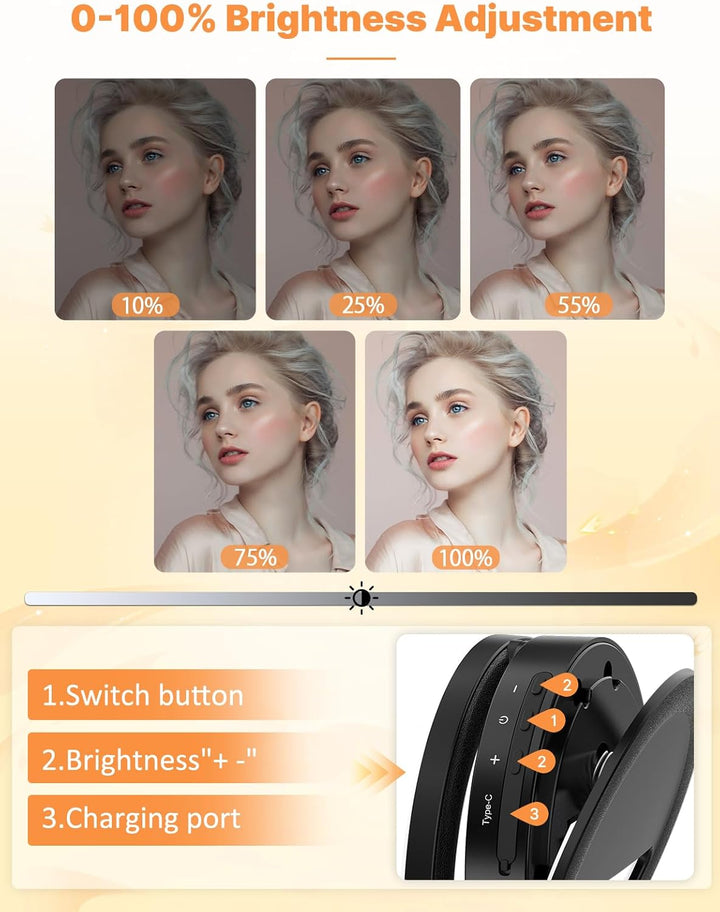 Ringlicht Handy ULANZI 4" Selfie Licht Handy, 3 Farbtemperaturen 3000K-7000K, Ringleuchte 5 Helligke