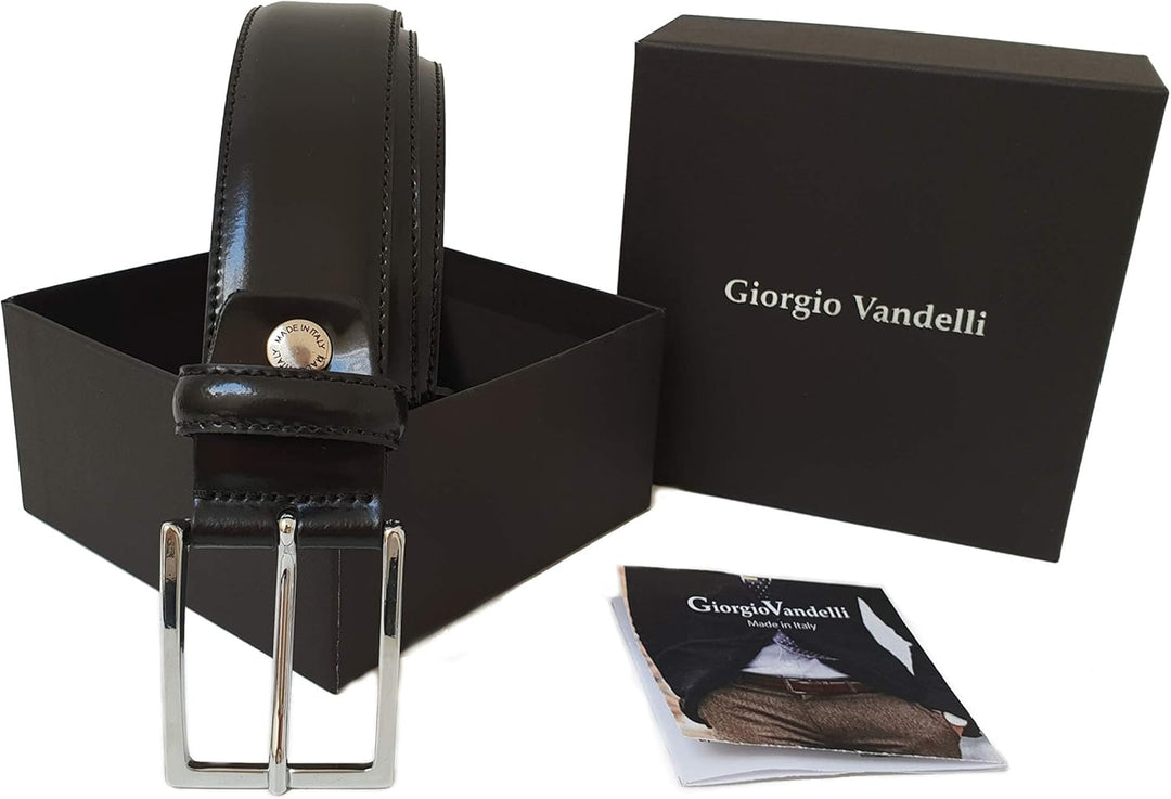 Herren Gürtel aus echtem schwarzem Leder - Elegant glänzender Style für Männer 35mm 90cm Taille - 10