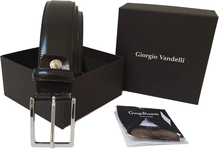 Herren Gürtel aus echtem schwarzem Leder - Elegant glänzender Style für Männer 35mm 90cm Taille - 10