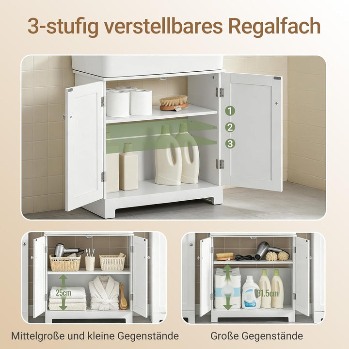 SoBuy BZR18-W Waschbeckenunterschrank Badschrank Waschtisch Unterschrank Badmöbel weiss BHT ca: 60x6