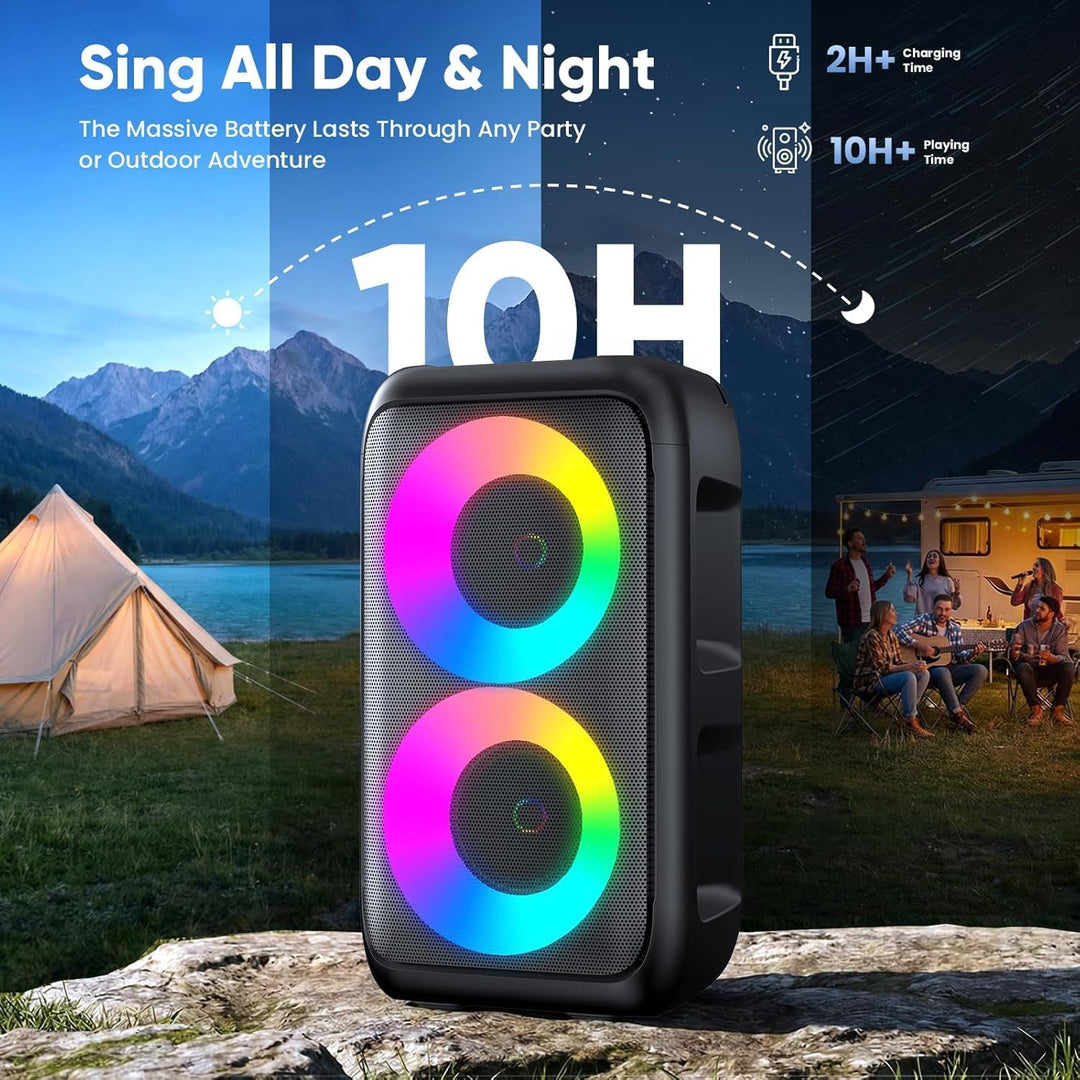 Karaoke Maschine (2025 Neueste Generation) | Karaoke Anlage mit 2 Mikrofone Bluetooth Lautsprecher |