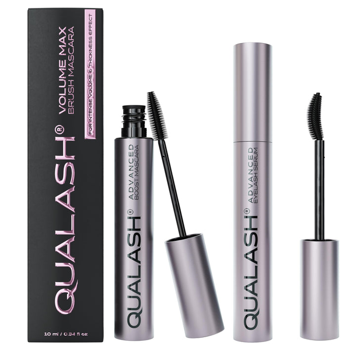 QUALASH® Mascara Duo Set mit Wimpernserum-Effekt – Volume Max & Curl & Lift (2×10 ml) | Schwarze Wim