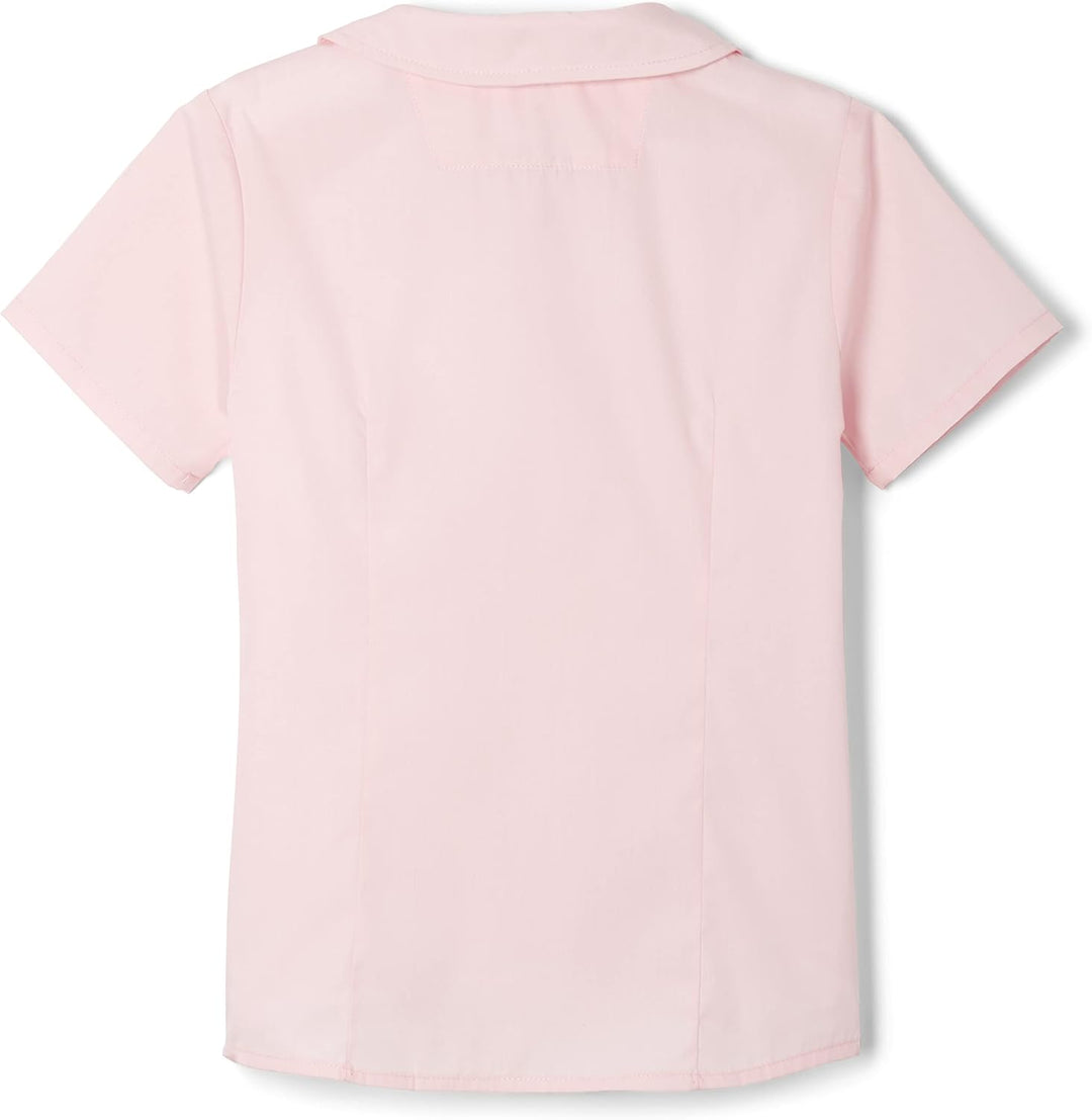 French Toast Girls' Big Short Sleeve Modern Peter Pan Collar Blouse, Pink, 12