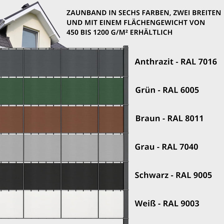 WDB - Sichtschutzstreifen für Doppelstabmatten Sichtschutz Zaun - 19 cm x 35 m + 20 Stück Befestigun