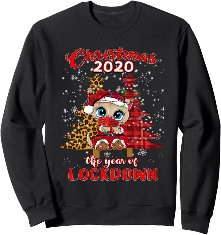 2020 Weihnachten Quarantäne Shirt Santa Cat Jahr der Sweatshirt