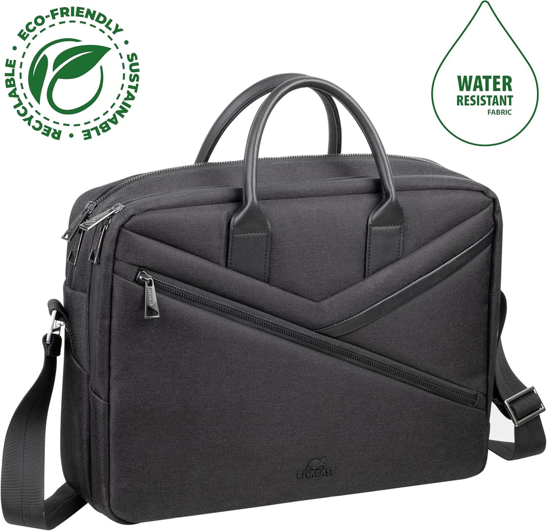 Rivacase ECO Laptoptasche 14 bis 15,6 Zoll - multifunktionale Computertasche wasserabweisend für Dam