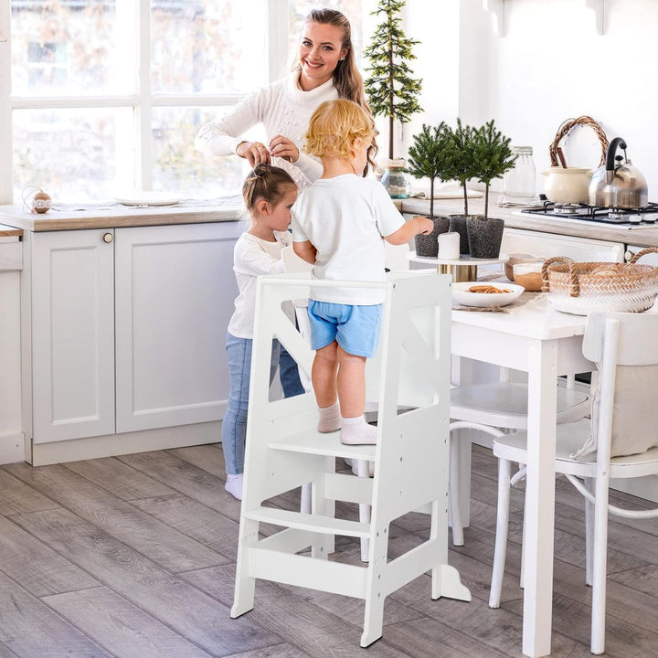 LEADZM Montessori Lernturm ab 18 Monaten – 2-in-1 höhenverstellbarer Learning Tower mit Tafel | Höch