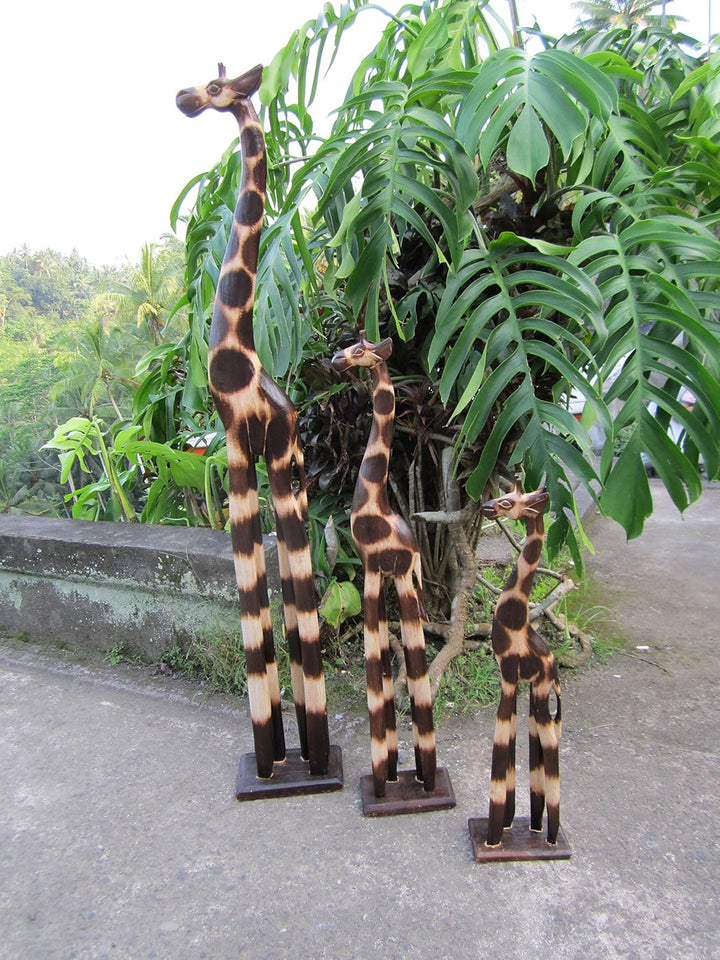3 er Set 80cm 60cm 40cm Holz Holzgiraffen Familie Holzgiraffe Giraffe Afrika Stil GH, 3 Er Set 80cm