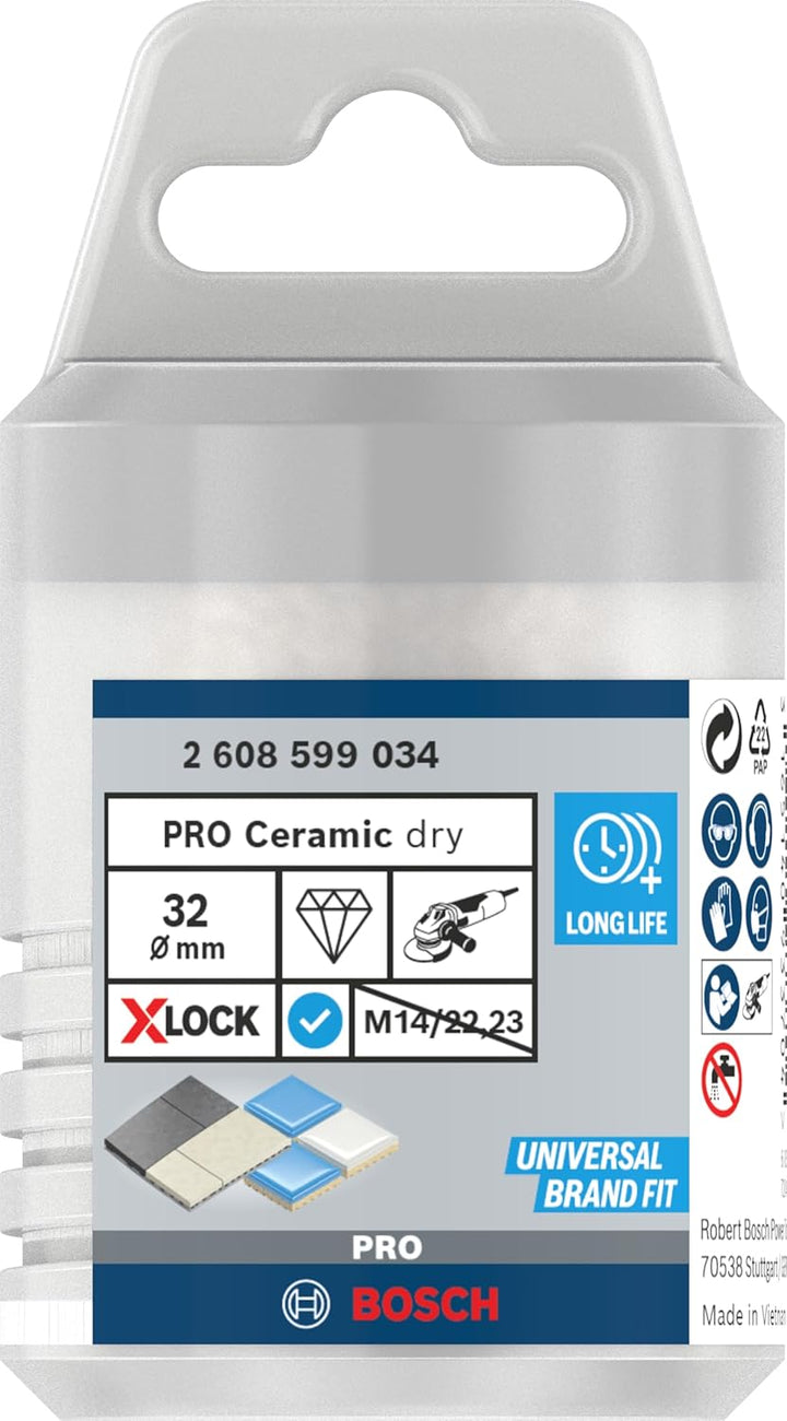 Bosch 1x PRO Multi Material Diamanttrockenbohrkronen für X-Lock und kleine Winkelschleifer (für Flie