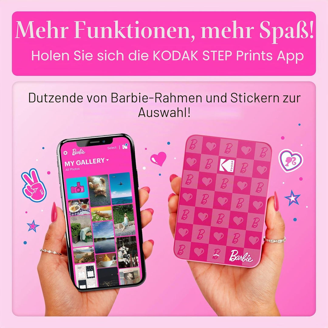 Kodak Barbie x Step Slim Wireless Sofort tragbarer Fotodrucker – Vollfarbige Drucke in Zink 2x3” Auf