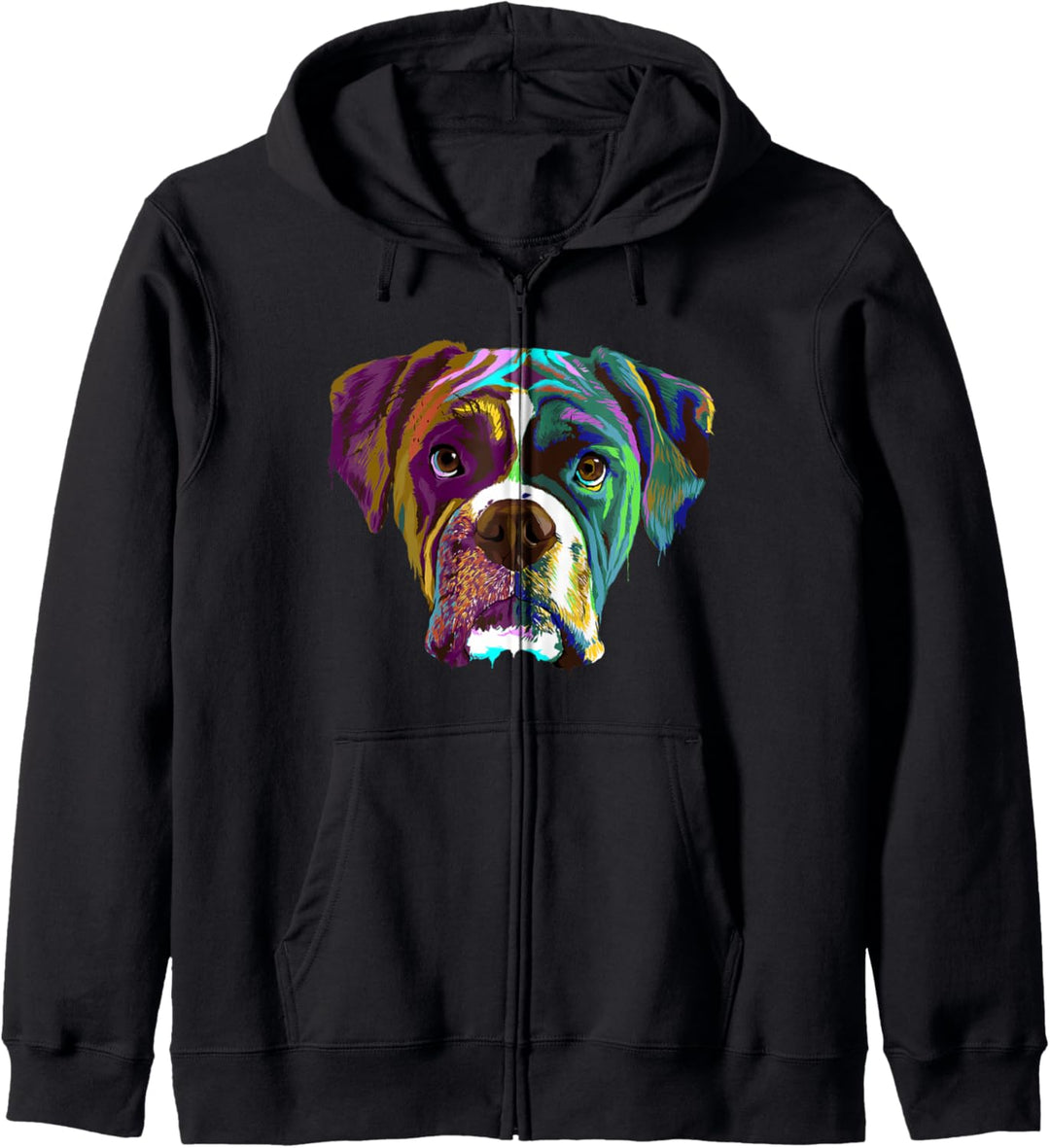 Bunter Deutscher Boxer Hund Kapuzenjacke