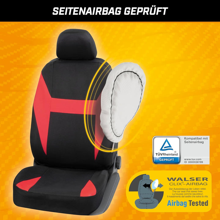 Walser Auto-Sitzbezug Caledon Komplettset, Universal PKW-Sitzbezüge 4-teilig, Auto-Schonbezüge, 2 Vo