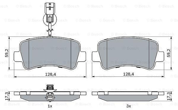 Bosch BP1419 Bremsbeläge - Hinterachse - ECE-R90 Zertifizierung - vier Bremsbeläge pro Set
