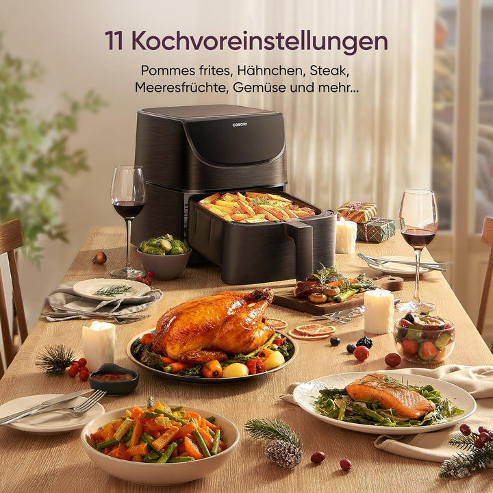 COSORI Heissluftfritteuse 5,5L XXL Friteuse Heissluft Fritteusen ohne Öl, Airfryer mit Digitalem LED