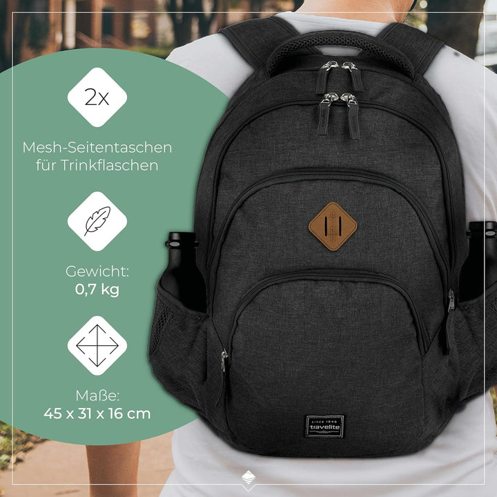 Travelite Rucksack Handgepäck mit Laptop Fach 15,6 Zoll, Gepäck Serie BASICS Daypack Melange: Modisc