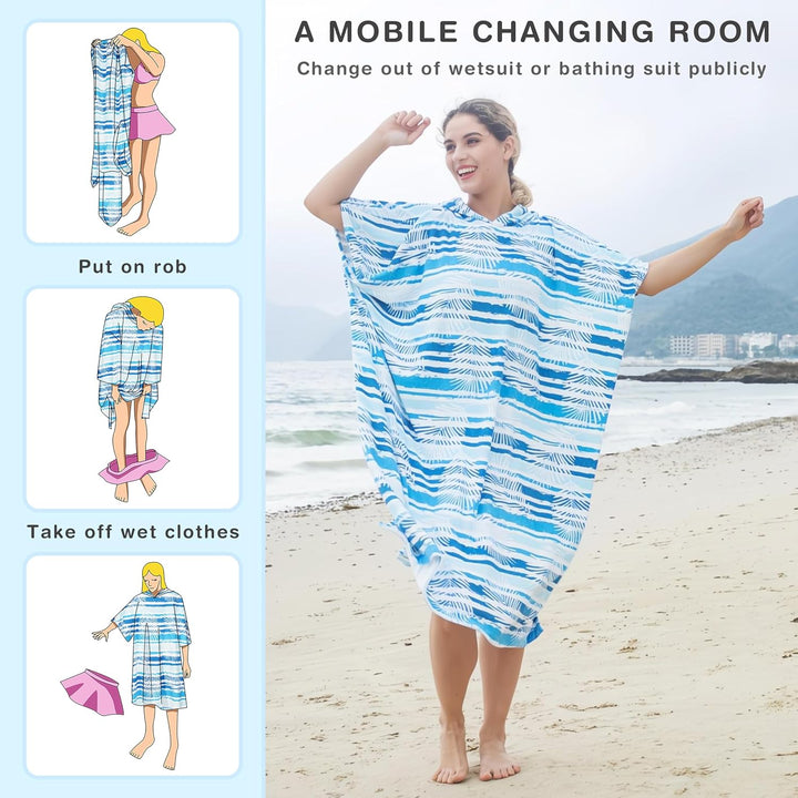 Kato Tirrinia Mikrofaser Frottee Surf Poncho Handtuch Badeponcho Bademäntel Sauna Damen Herren, Gros