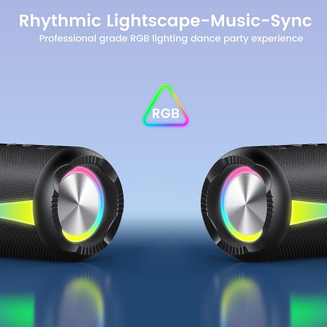 Bluetooth Lautsprecher, 2026 Musikbox Bluetooth 5.4 mit RGB Lichter, Tragbarer Lautsprecher Freispre