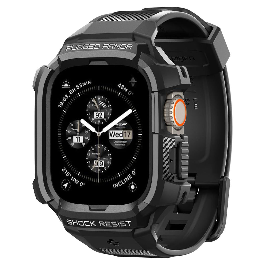 Spigen Rugged Armor Pro Hülle mit Band für Apple Watch Ultra 3/2/1 49mm | TPU-Unibody-Hülle mit Armb