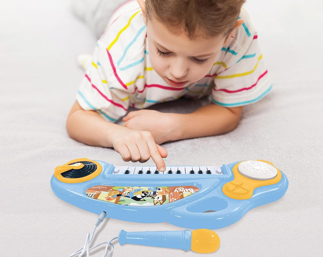 Lexibook, Bluey, elektronisches Kinderklavier mit Lichteffekten, Blau Gelb, K704BY, Bluey