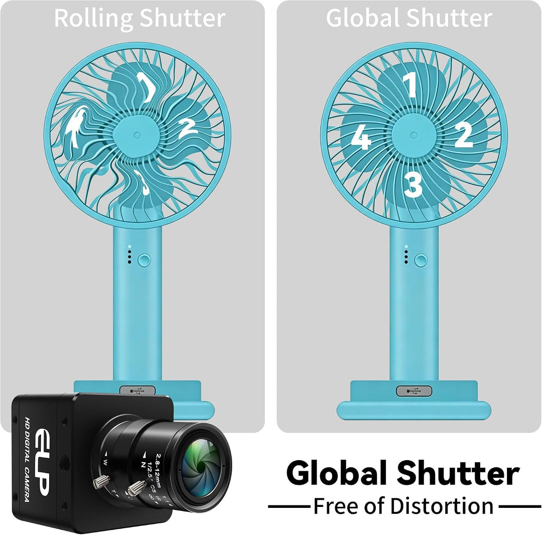 ELP Global Shutter Farbkamera mit USB 3.0, 120/200 FPS Ultrahohe Bildrate, Webcam, 1200P 2,8–12 mm 4