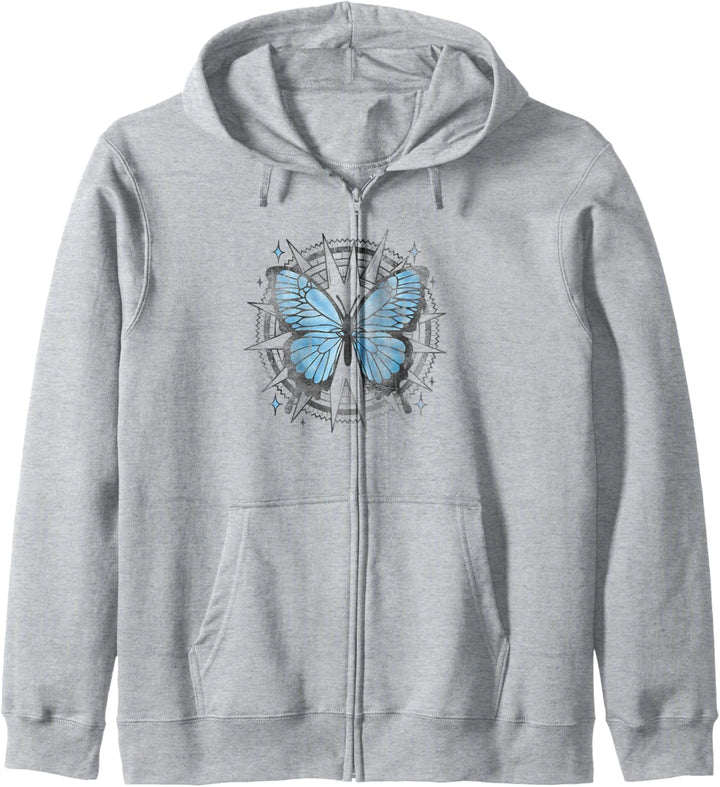Trendy Blue Butterfly Compass Kapuzenjacke