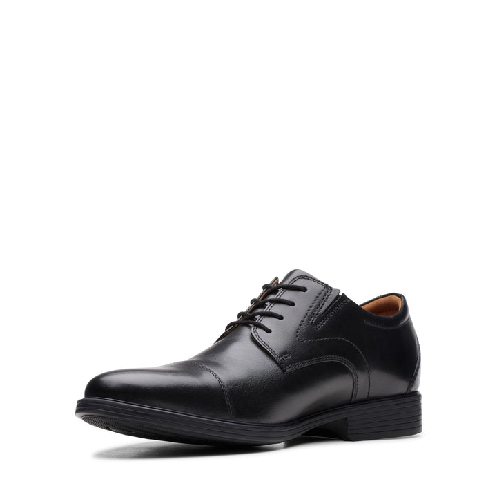 Clarks Herren Whiddon Cap Sneaker 43 EU Schwarzes Leder, 43 EU Schwarzes Leder