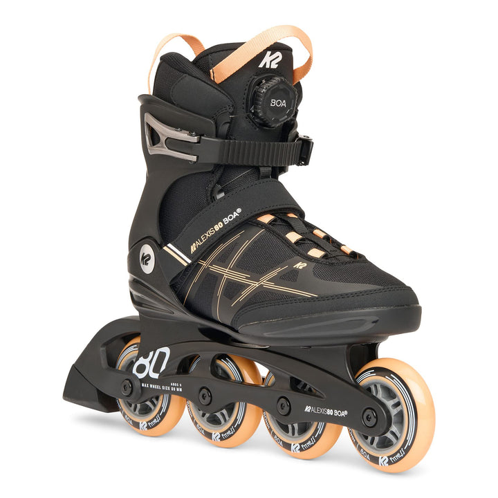 K2 Damen Alexis 80 Boa Inline Skates EU: 38 (UK: 5 / US: 7.5) black - peach, EU: 38 (UK: 5 / US: 7.5