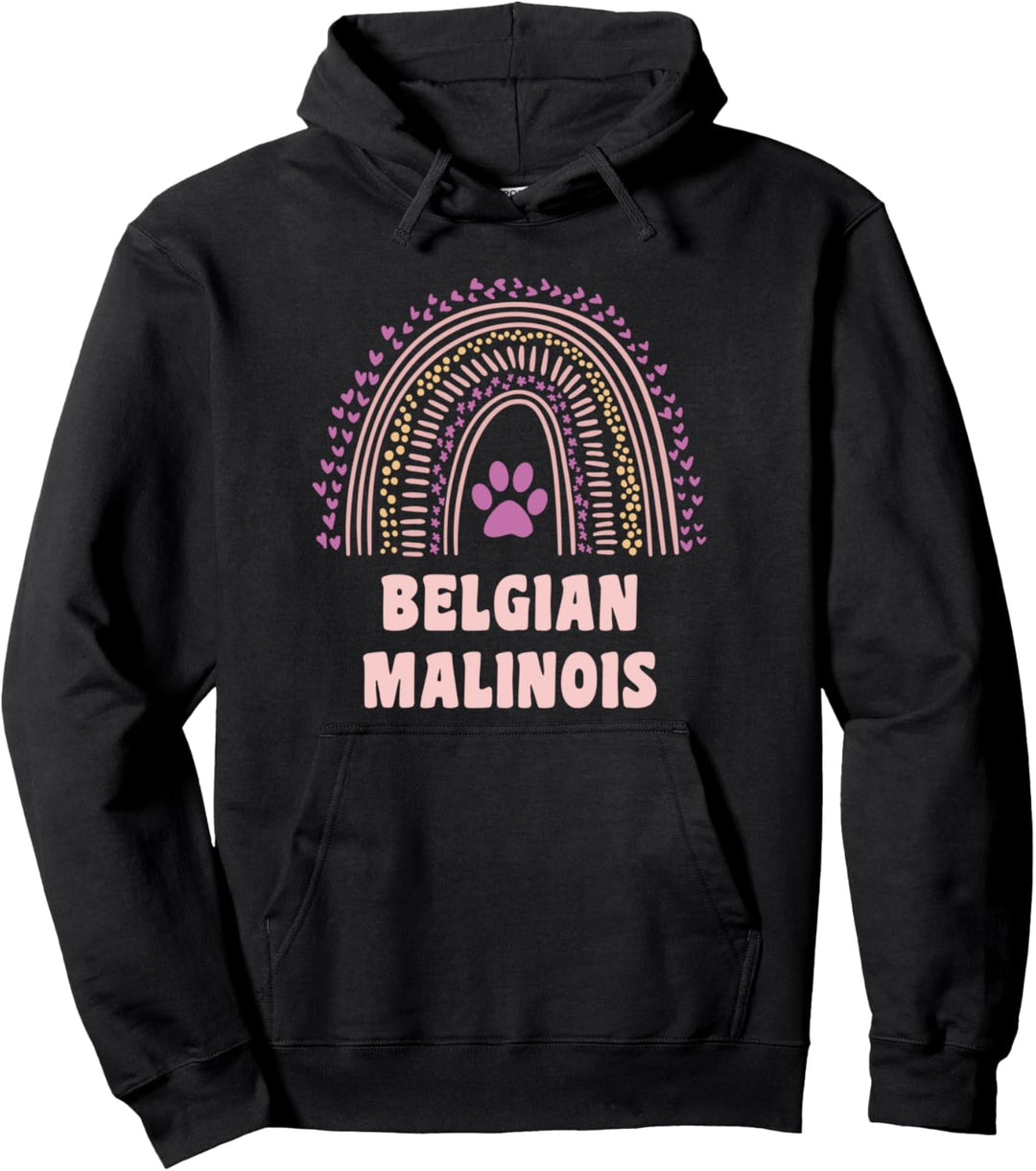 Belgische Malinois Regenbogen-Herz-Hundebesitzer Damen Pullover Hoodie