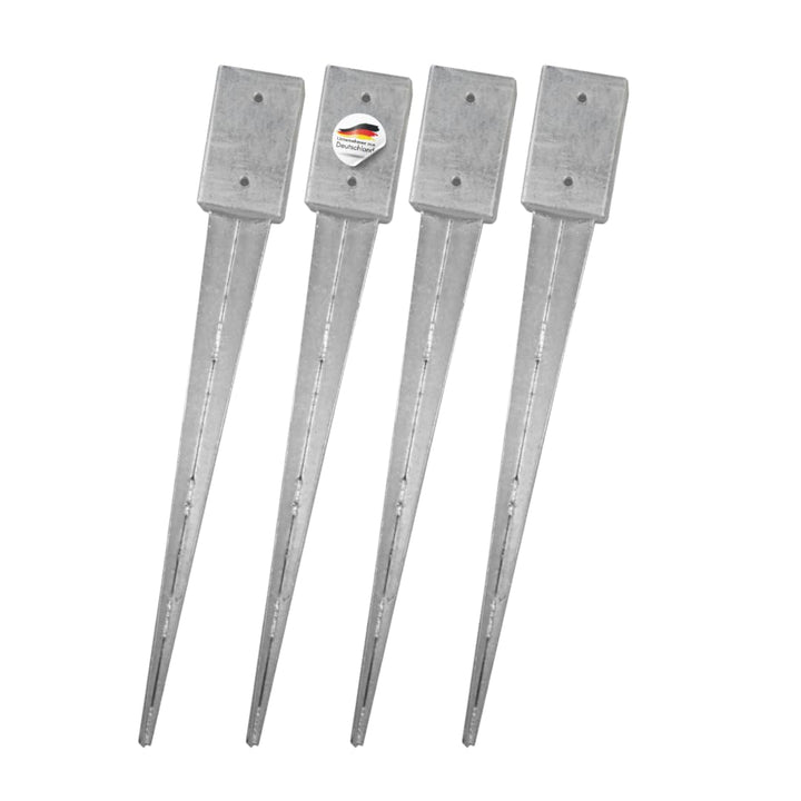 Einschlaghülsen für Pfosten 9x9 cm, extra lang | 4er Set Bodeneinschlaganker verzinkt | Einschlaghül