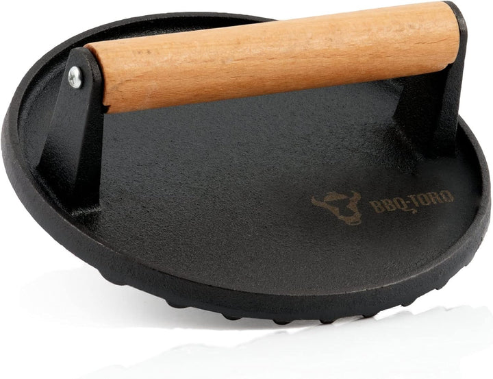 BBQ-Toro Edelstahl Wärmeglocke mit Gusseisen Fleischbeschwerer | Ø 31,5 cm | Burger Glocke mit Fleis