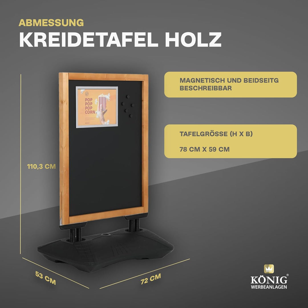 Dreifke Kreidetafel Holz Keitum Wind Line | beidseitig beschreibbar | stabiler Fuss | 2x2 Federn für