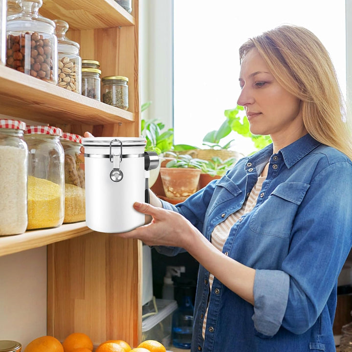 Luftdichte Kaffeedose aus Edelstahl (weiss)-1.8L, Weiss