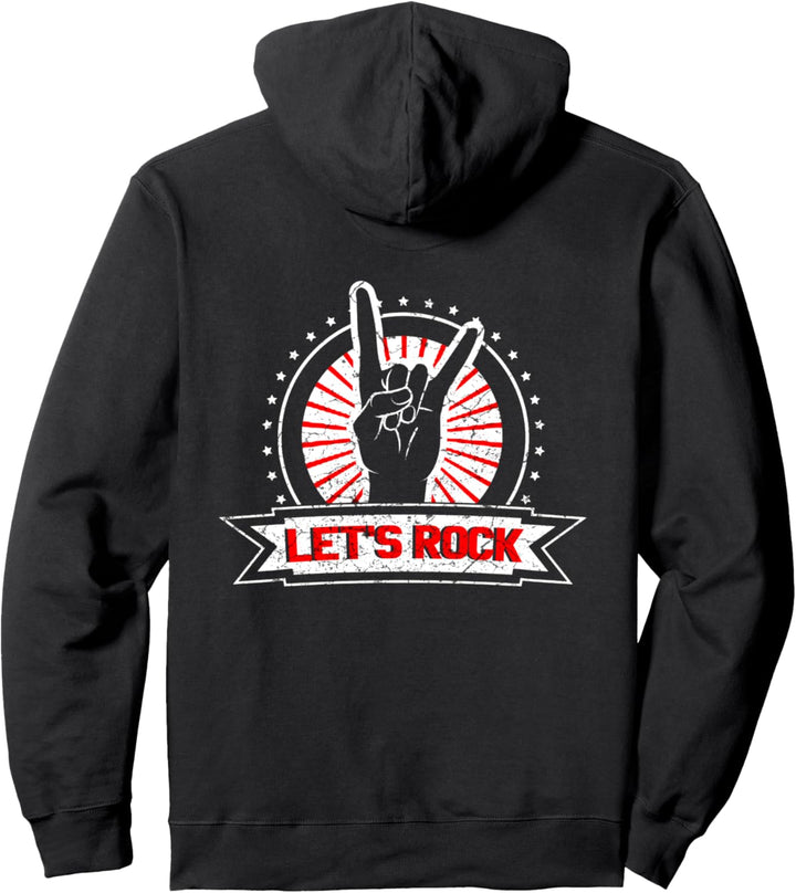 Lets Rock Rockmusik Rock and Roll Pullover Hoodie