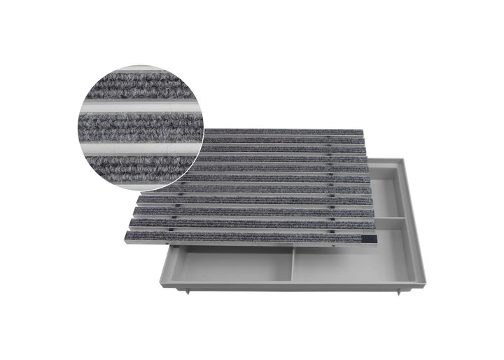 ACO 600x400 Fussmatte Rips hellgrau mit Bodenwanne Vario Light Schuhabstreifer Abtreter