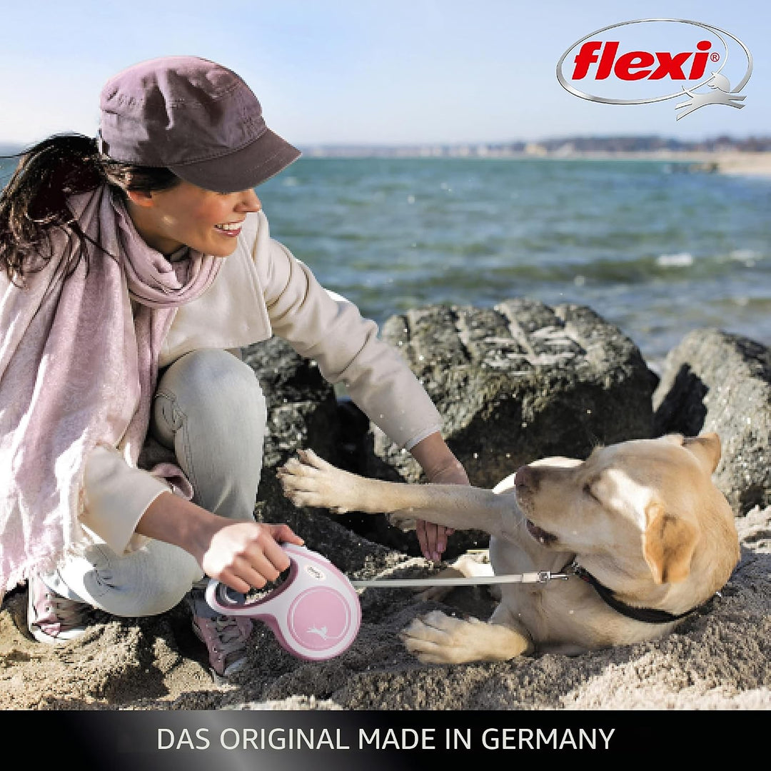 Flexi Hundeleine, ausziehbar, mit weichem Griff, 3 m / 5 m / 8 m / 8 m / 8-20 kg, Rose, 400049804270
