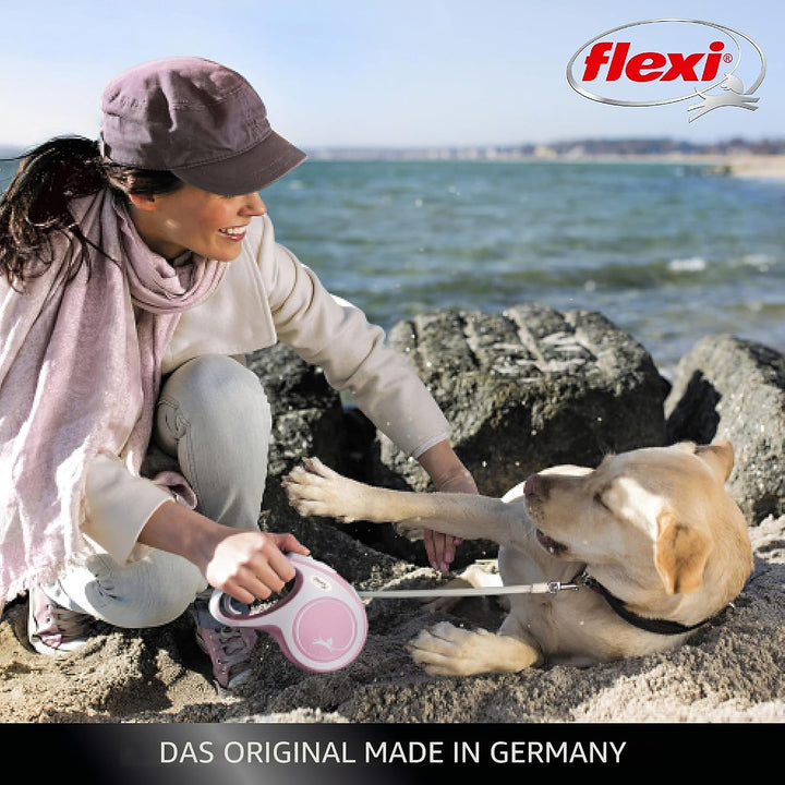 Flexi Hundeleine, ausziehbar, mit weichem Griff, 3 m / 5 m / 8 m / 8 m / 8-20 kg, Rose, 400049804270