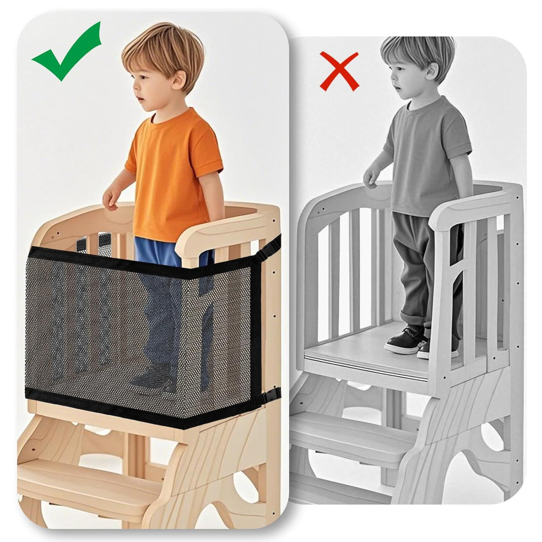Kleinkinderturm Sicherheitsnetz, Doppelschicht Sicherheitsnetz für Lernturm &amp; Küchenhelfer Tritthock