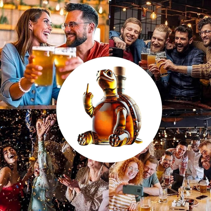 Whisky-Dekanter, 350 ml Schildkröten-Weindekanter zeigt seinen Mittelfinger, 5, 1 x 5, 1 x 7, transp