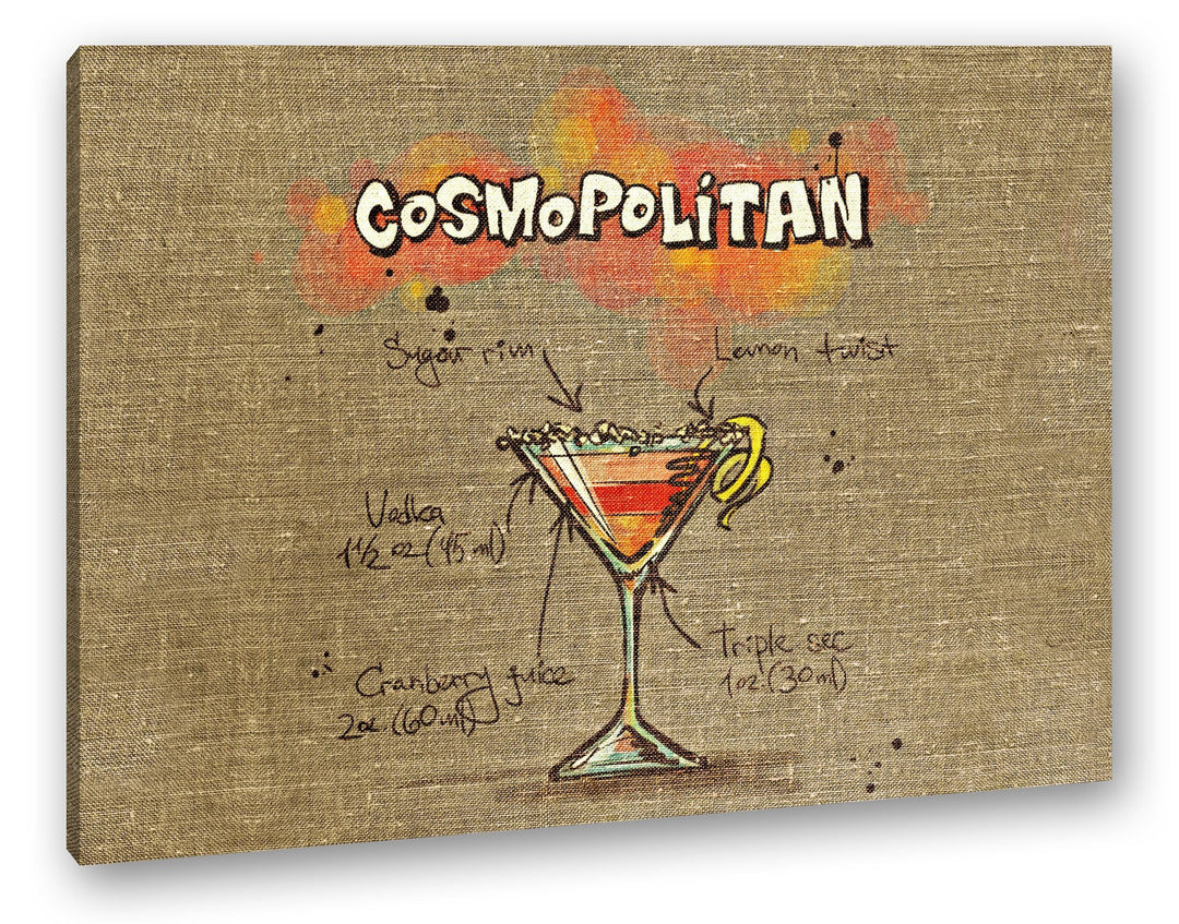 deyoli Rezept für einen Cosmopolitan Format: 80x60 als Leinwandbild, Motiv fertig gerahmt auf Echtho