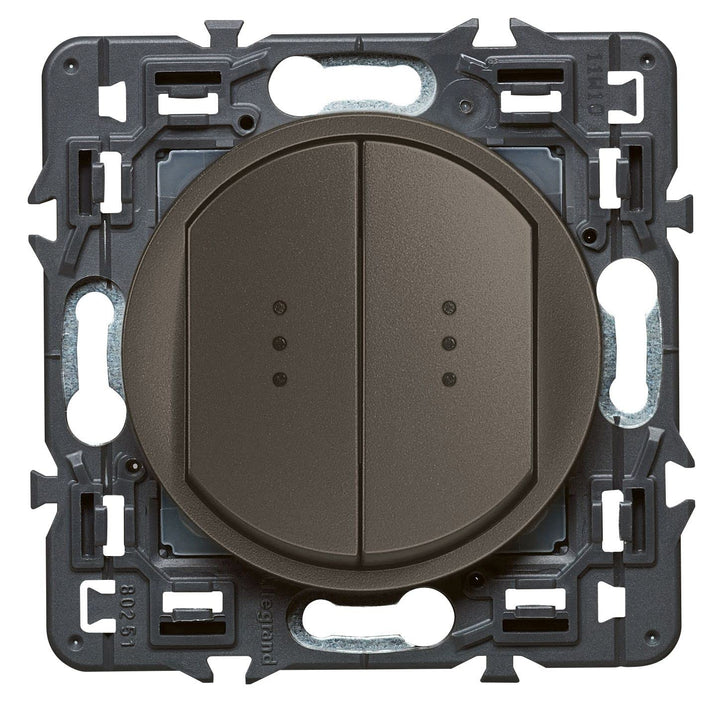 Legrand Céliane Lichtschalter, einfach, schwarz, 099524, 250 voltsV Doppelt Graphit, Doppelt Graphit